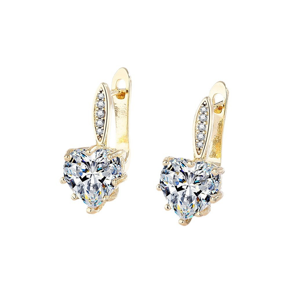 All-matching Fashion Multicolor Heart-shaped Zircon Earrings