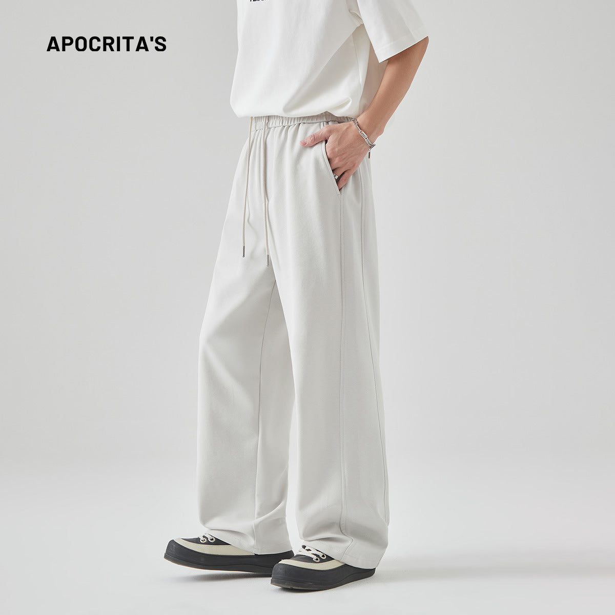 Summer Casual Pants Men's High-grade Loose Straight Lace-up