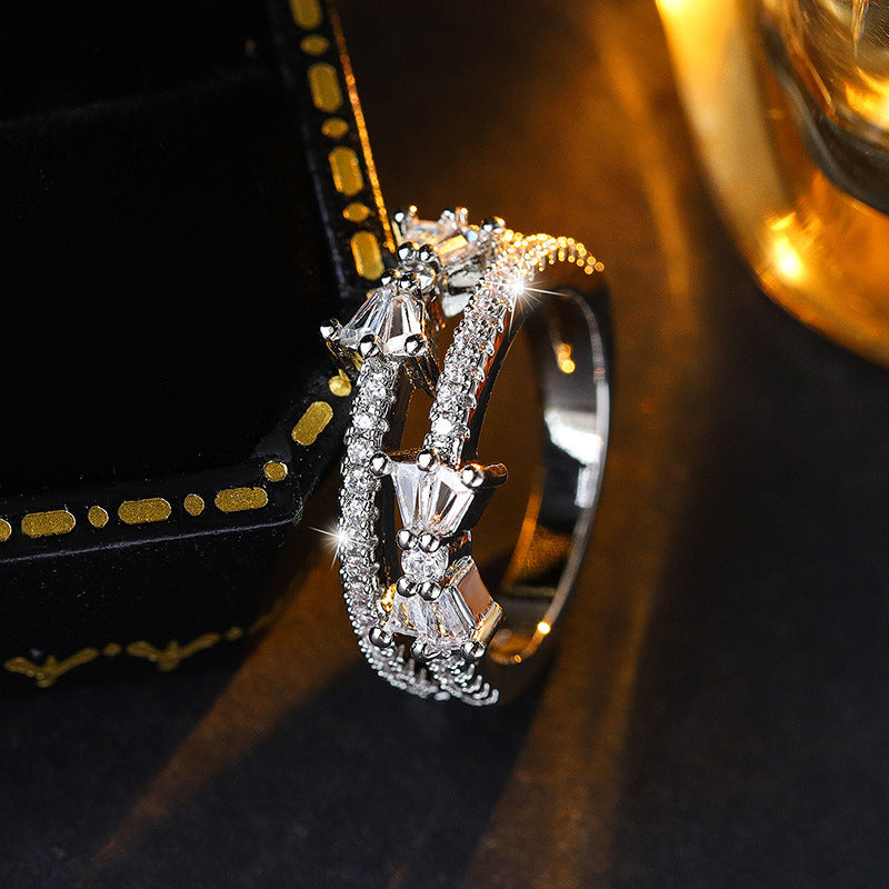 All-matching Graceful Non-fading Light Luxury Ring Female Zircon