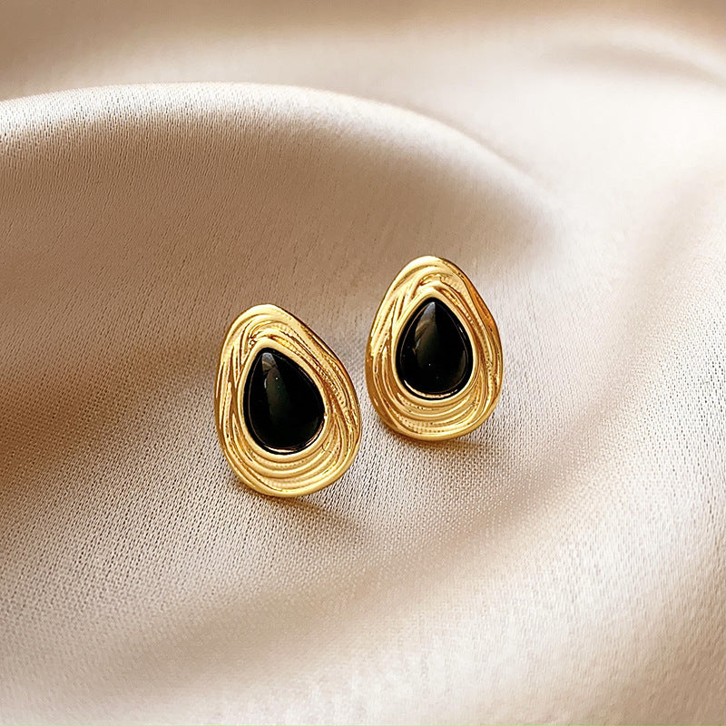 Black Series Retro Affordable Luxury High-grade Heavy Industry Earrings
