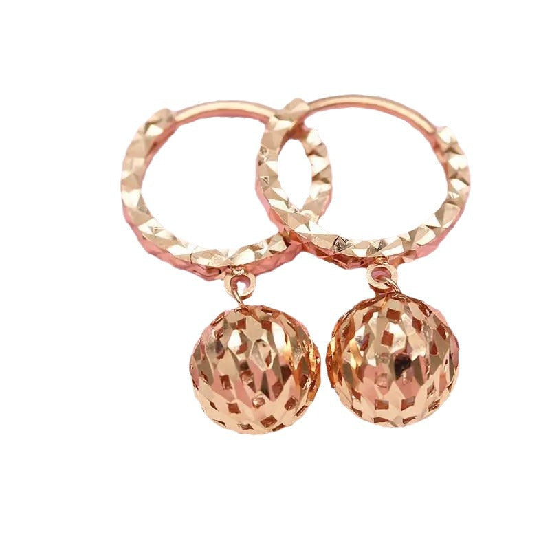 Purple Gold Colo Hollow Ball Earrings