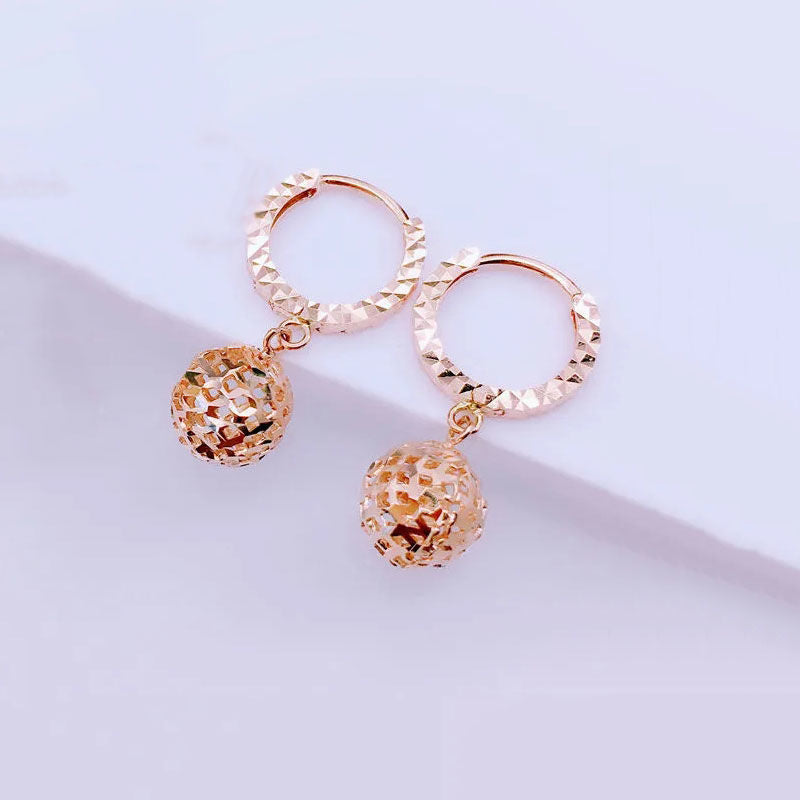 Purple Gold Colo Hollow Ball Earrings