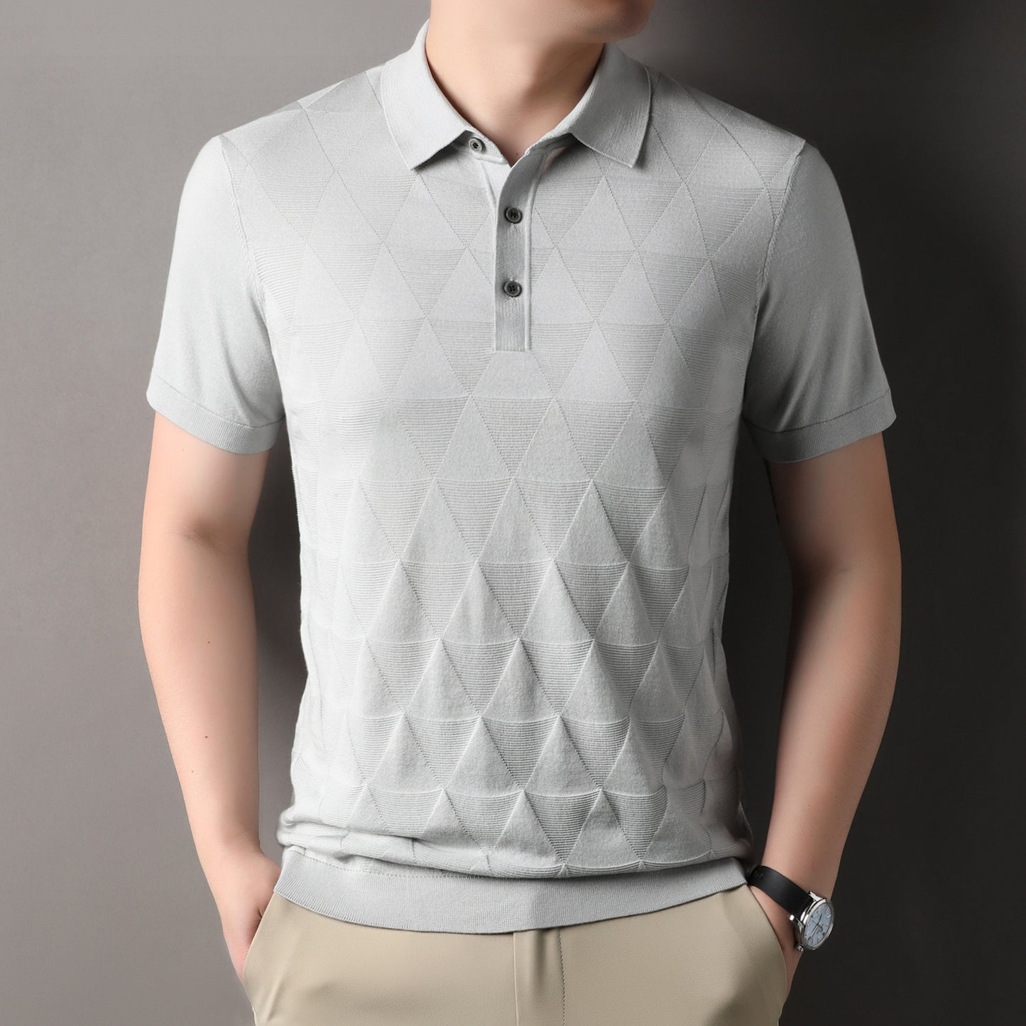 Short Sleeve T-shirt Men's Thin Ice Silk Quick-drying Knitted Short Sleeve