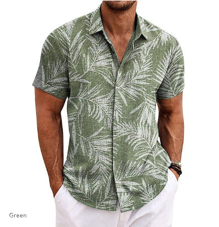 Men's Linen Short-sleeved T-shirt Loose