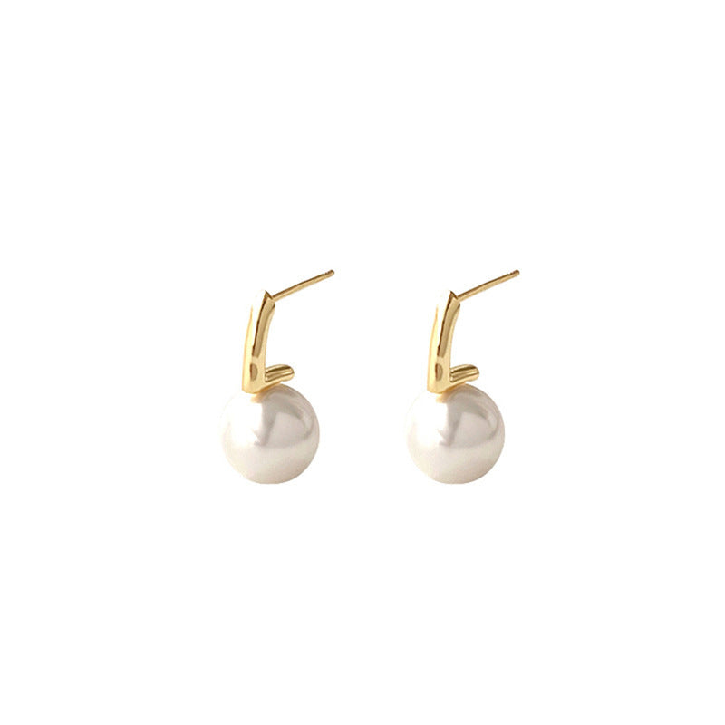 Women's Pearl Metal Stud Earrings