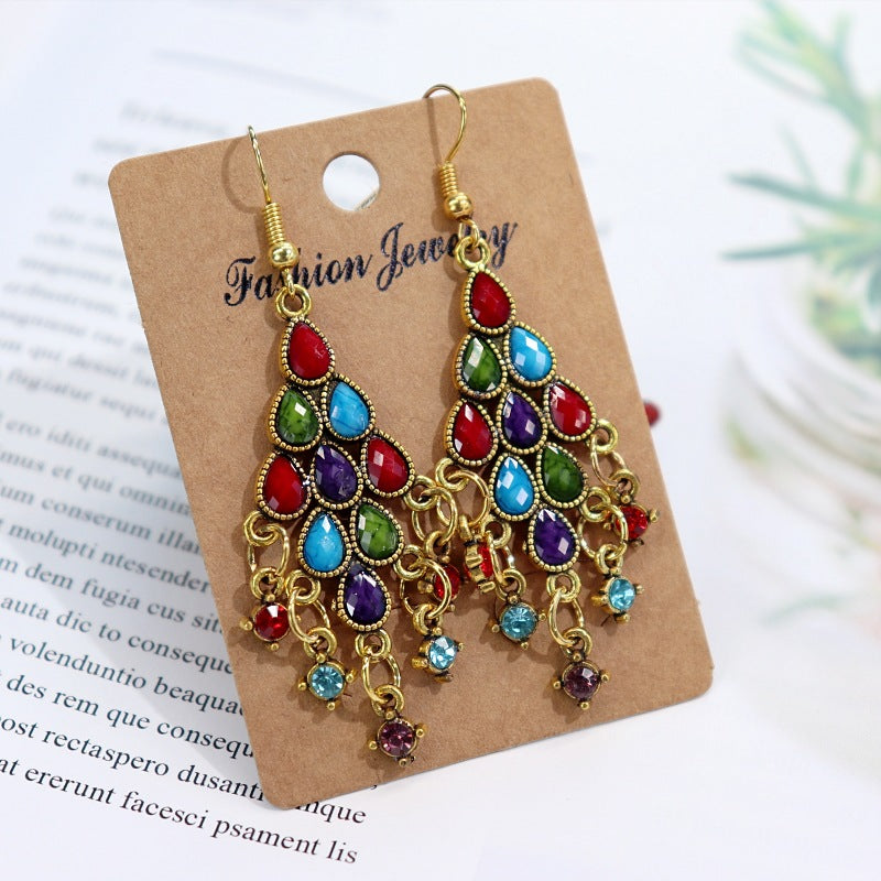 Vintage Palace Water Drop Tassel Earrings
