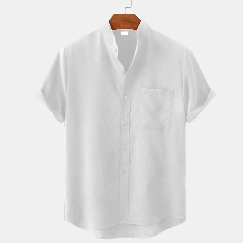 Men's Solid Color Casual Shirt With Pocket