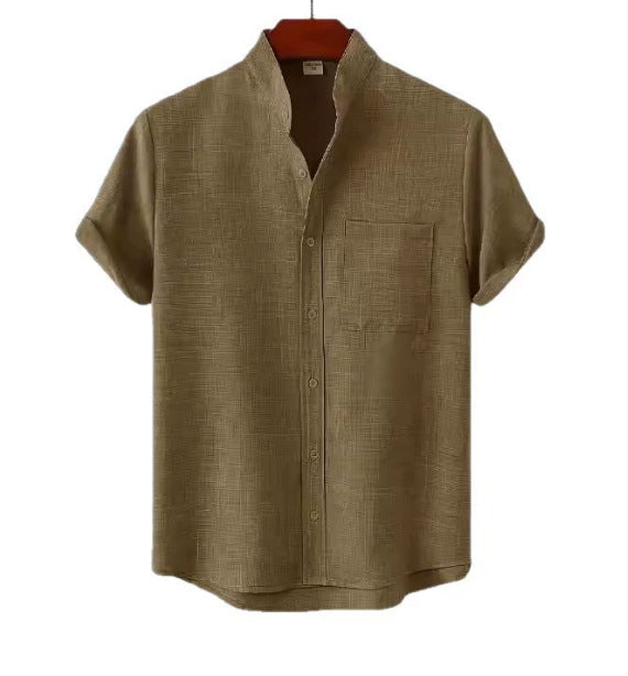 Men's Solid Color Casual Shirt With Pocket