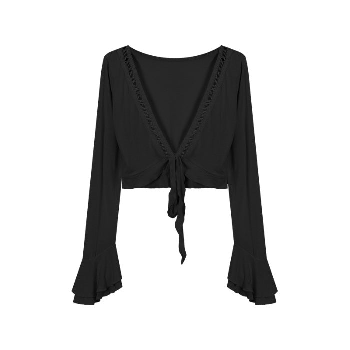 Lace-up Sun Protection For Women Summer Sexy Slim-fit Crop-top