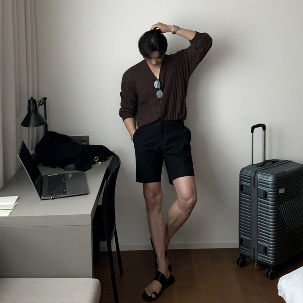 Men's Loose Straight Shorts Simple Solid Color Casual Shorts