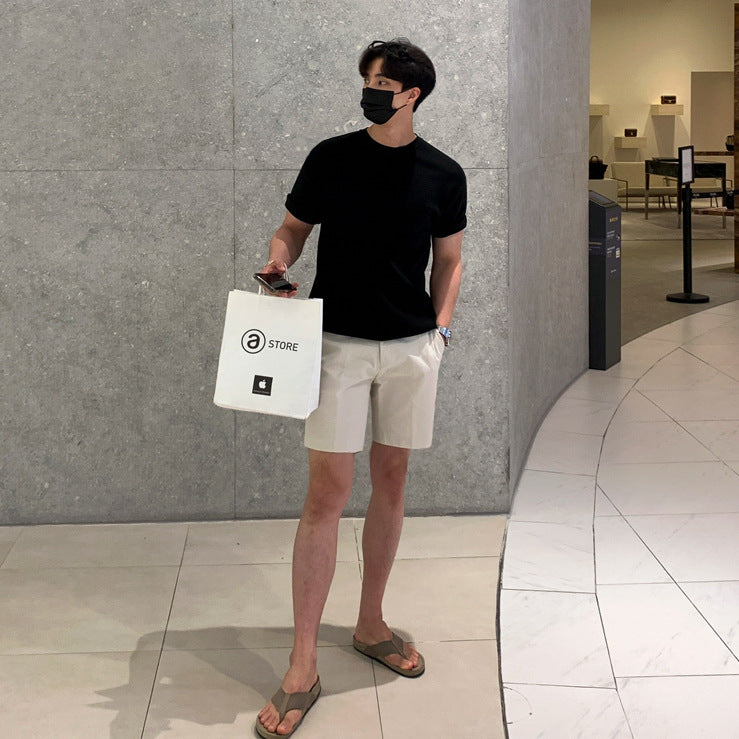 Men's Loose Straight Shorts Simple Solid Color Casual Shorts