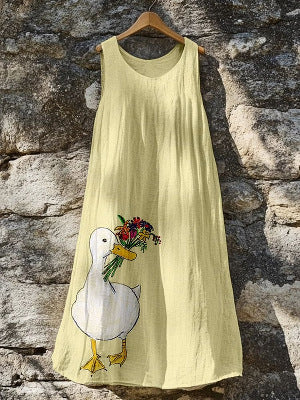 Women's Sleeveless Round Neck 3D Printed Dress