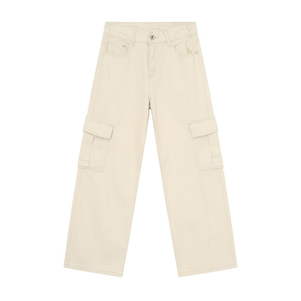 Men's Solid Color Basic Loose Casual Straight-leg Denim Trousers