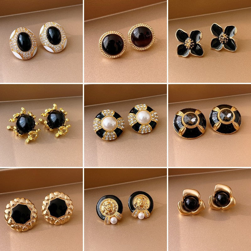 Black Series Retro Affordable Luxury High-grade Heavy Industry Earrings