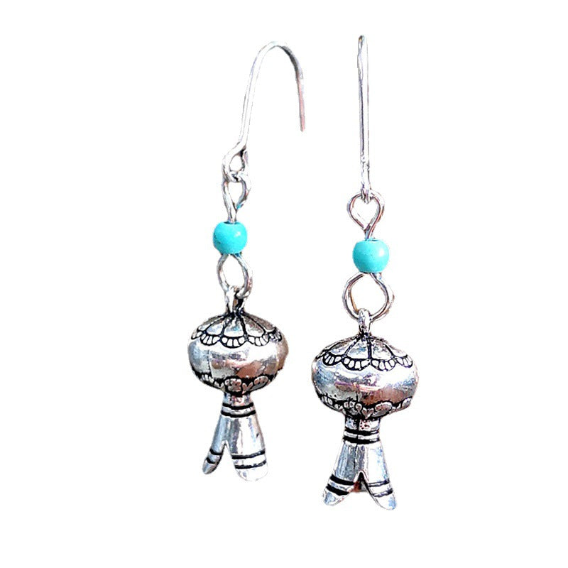 Creative Turquoise Wind Chimes European And American Popular Retro Pumpkin Lamp Earrings