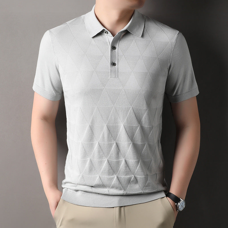 Short Sleeve T-shirt Men's Thin Ice Silk Quick-drying Knitted Short Sleeve