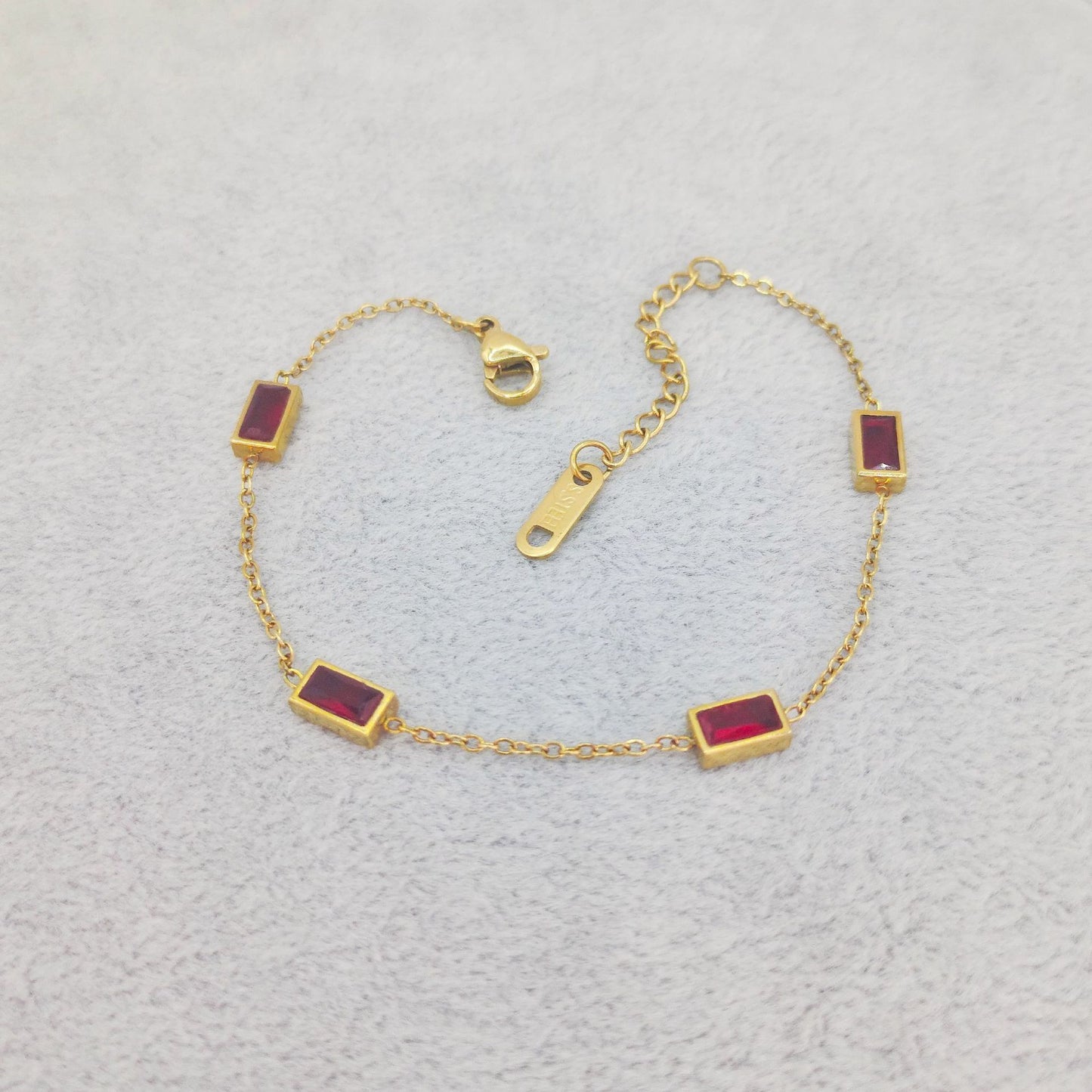 European And American Fashion Cool Colorful Rectangular Gem Bracelet