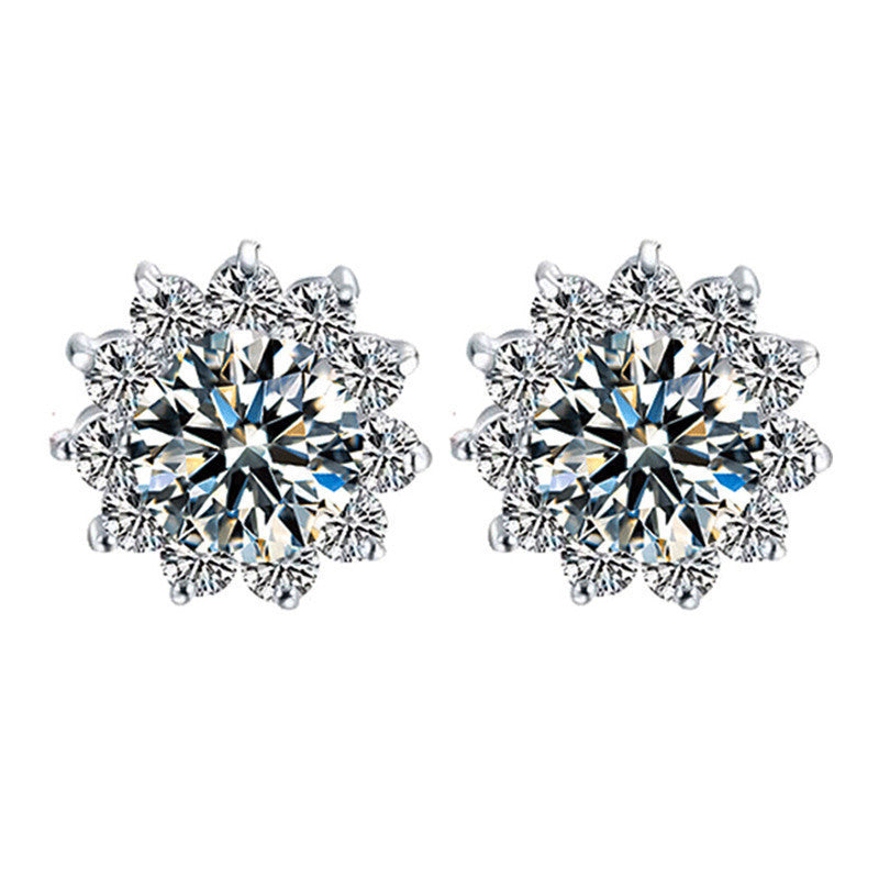 Snowflake Diamond Zircon Stud Earrings Fashion Simple Women