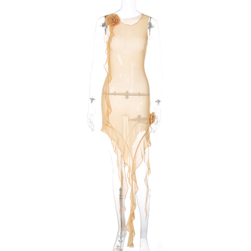Nightclub Sheer Mesh Dress Women's Clothing