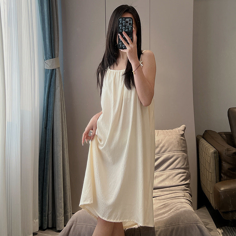 Women's Thin Plus Size Loose Slip Nightdress With Chest Pad