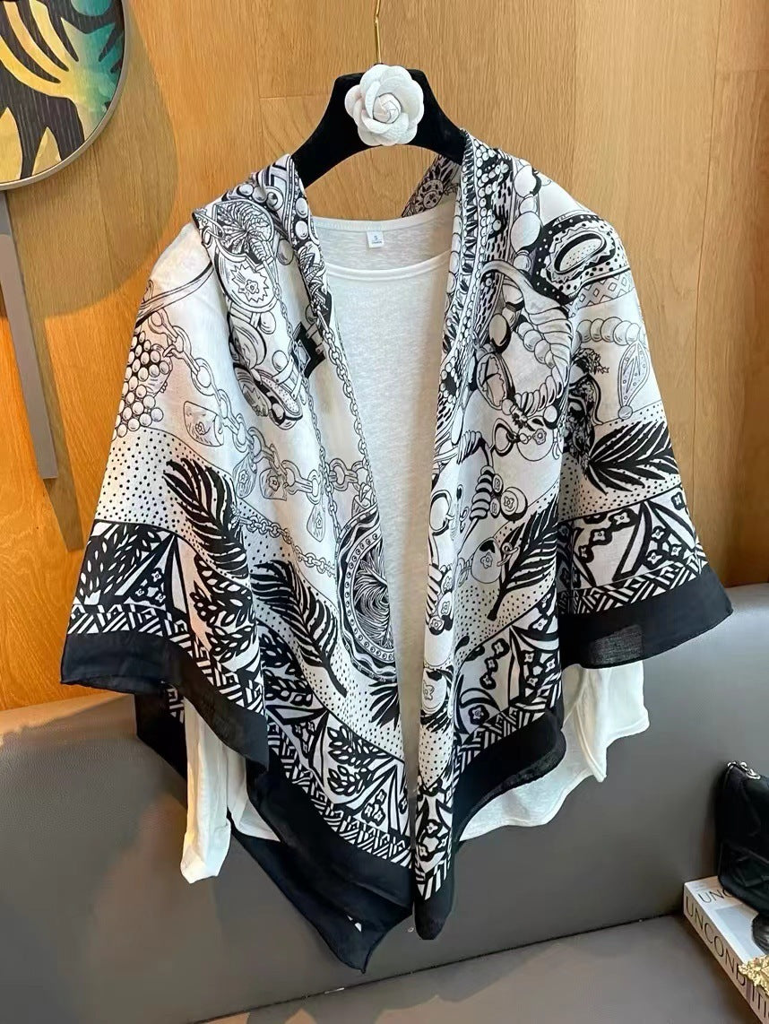 Sunscreen Large Kerchief Thin Silk Scarf Air-conditioned Room Outer Shawl