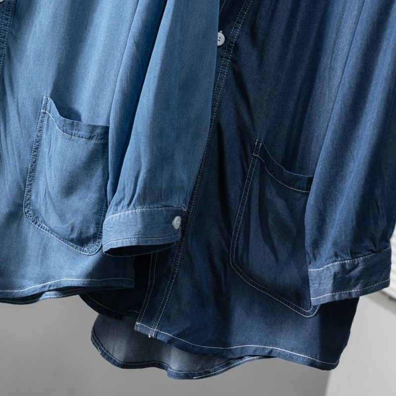 Men Three-quarter Sleeve Trendy Loose V-neck Casual Denim Coat