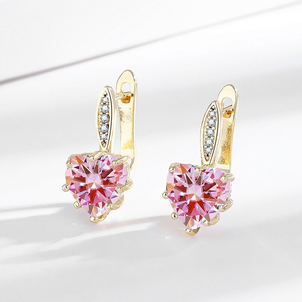 All-matching Fashion Multicolor Heart-shaped Zircon Earrings