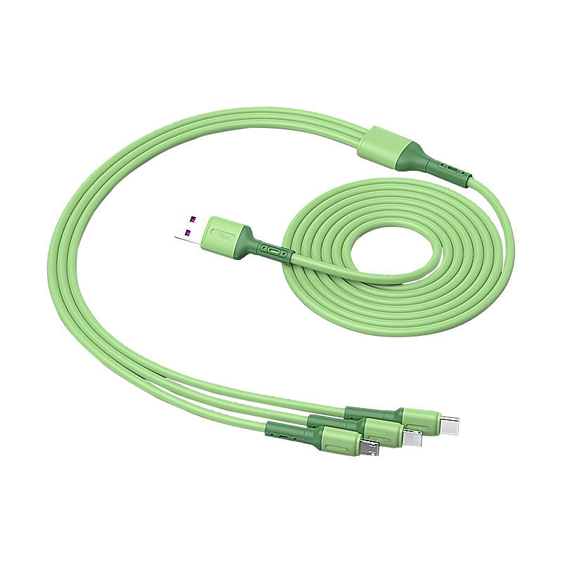 3 In 1 Liquid Silicone 5A Super Fast Charge Cable Micro USB Type C Cable Charging Wire