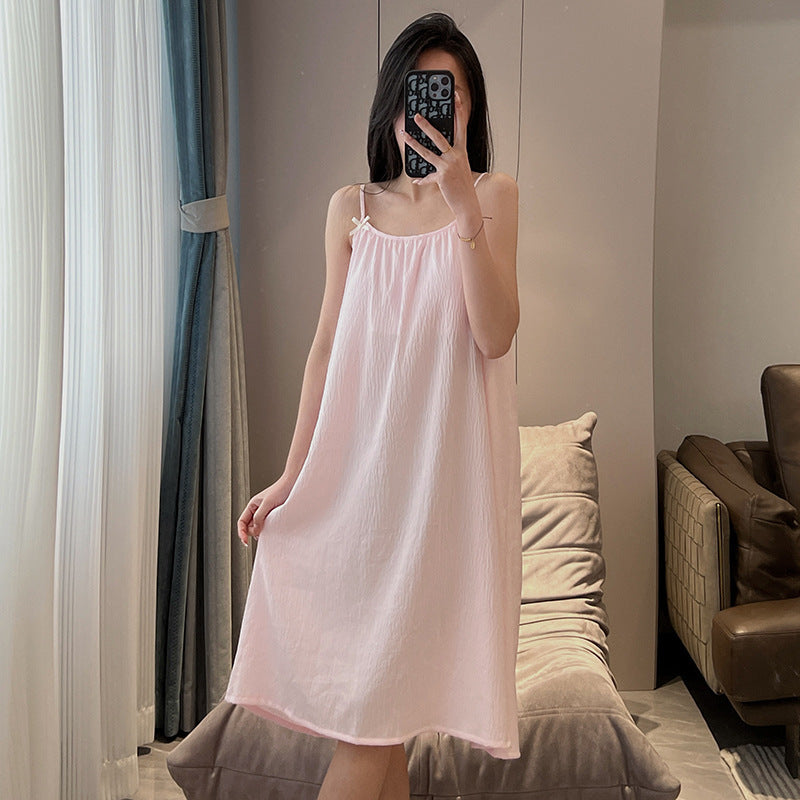 Women's Thin Plus Size Loose Slip Nightdress With Chest Pad