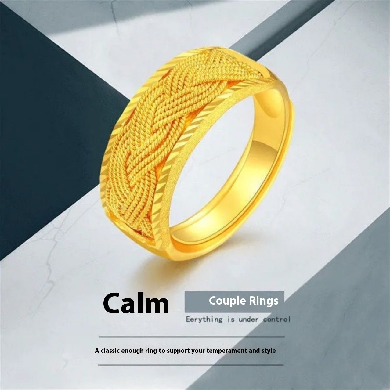 Stylish Adjustable Gold-plated Burlap Texture Ring