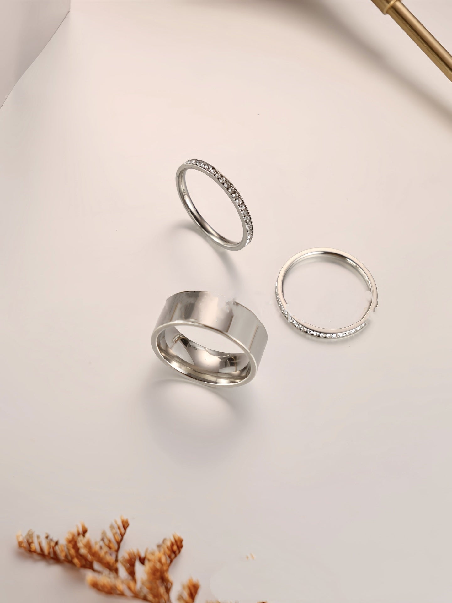 European And American Simple And Light Luxury Titanium Steel Plated 18K Real Gold Wide Ring