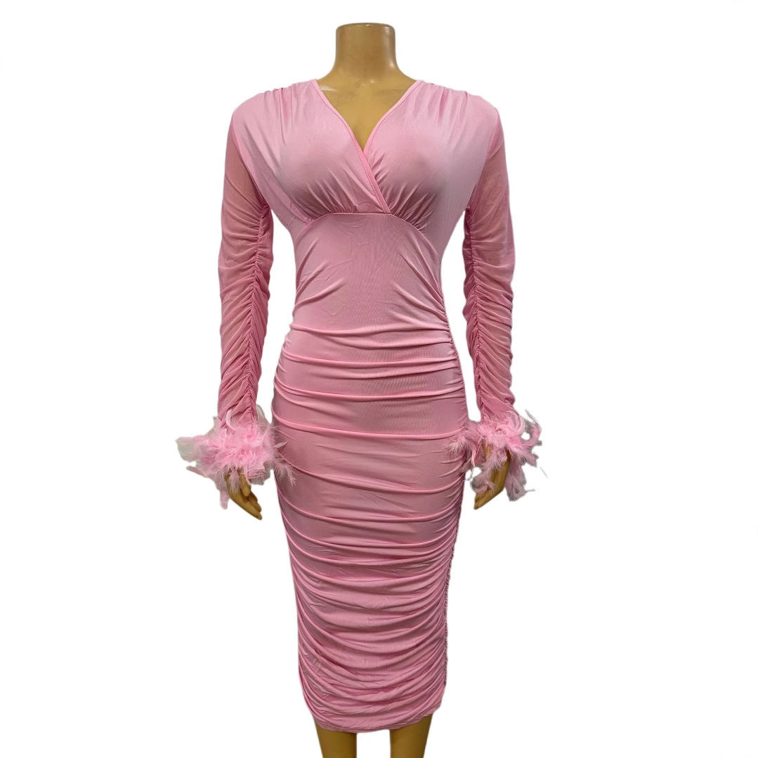 Hip Fold Dress Women's Clothing