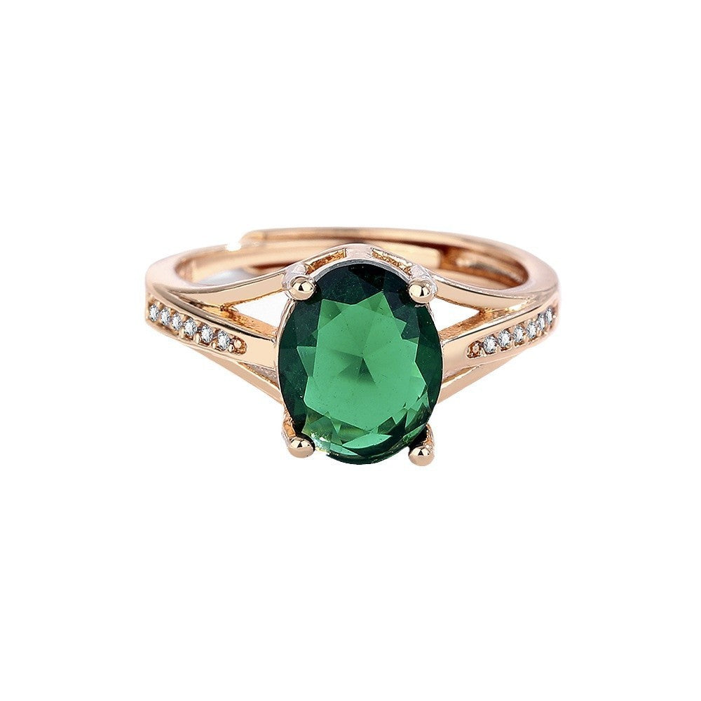 Light Luxury Champagne Gold Micro Inlaid Zircon Diamond Ring