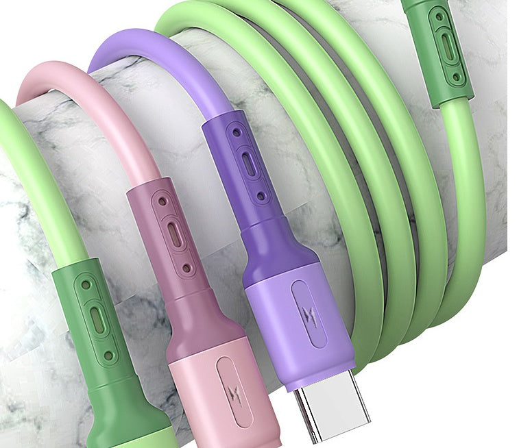 3 In 1 Liquid Silicone 5A Super Fast Charge Cable Micro USB Type C Cable Charging Wire