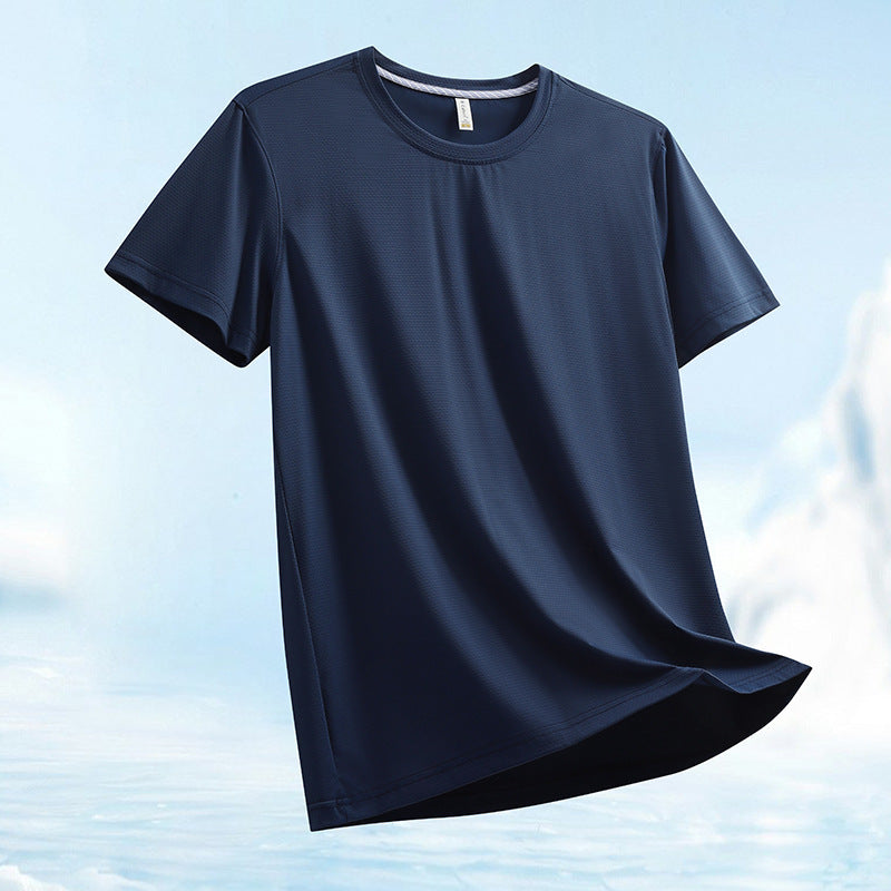 Ice Water Cube Brocade Ammonia Round Neck T-shirt