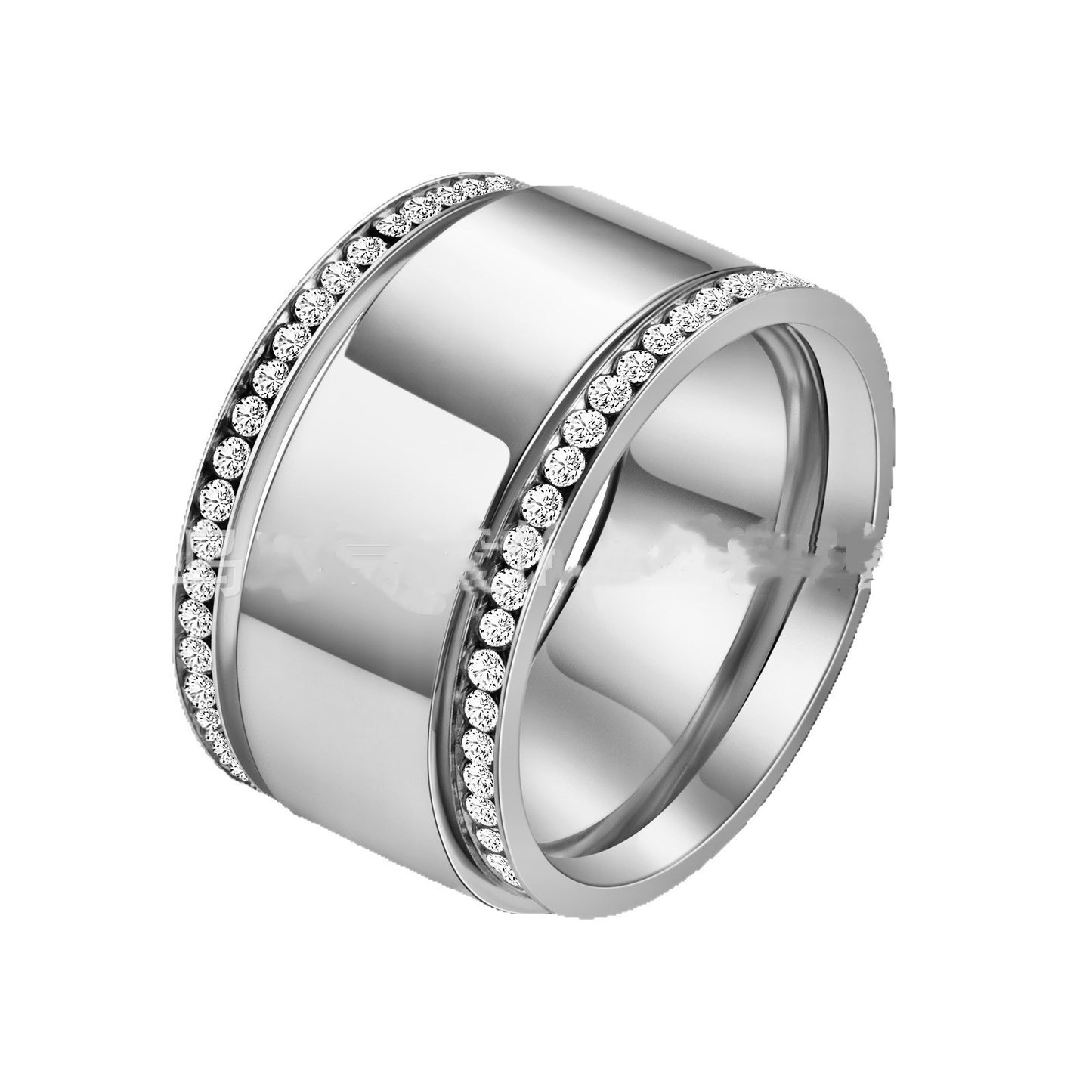 European And American Simple And Light Luxury Titanium Steel Plated 18K Real Gold Wide Ring