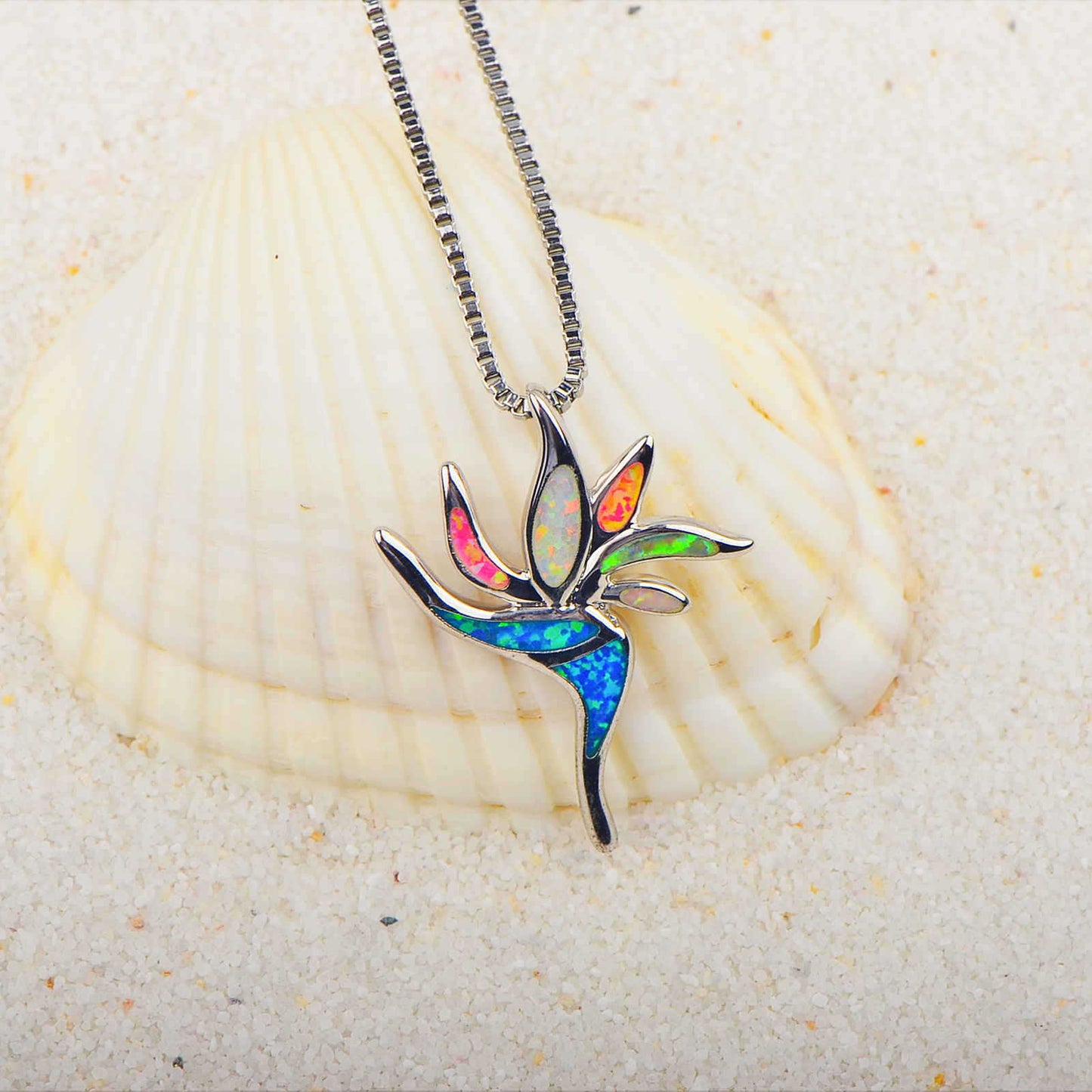 Peace Flower Necklace Pendant Opal Necklace
