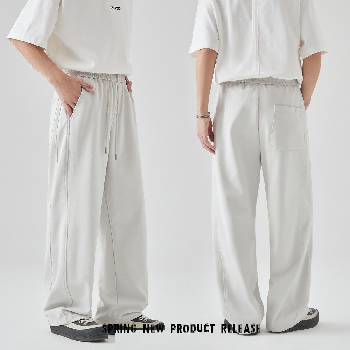 Summer Casual Pants Men's High-grade Loose Straight Lace-up