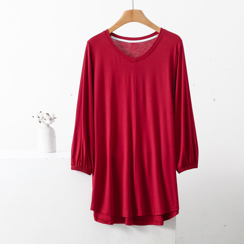 Modal Thin Plus Size Loose Long Sleeve Pajamas