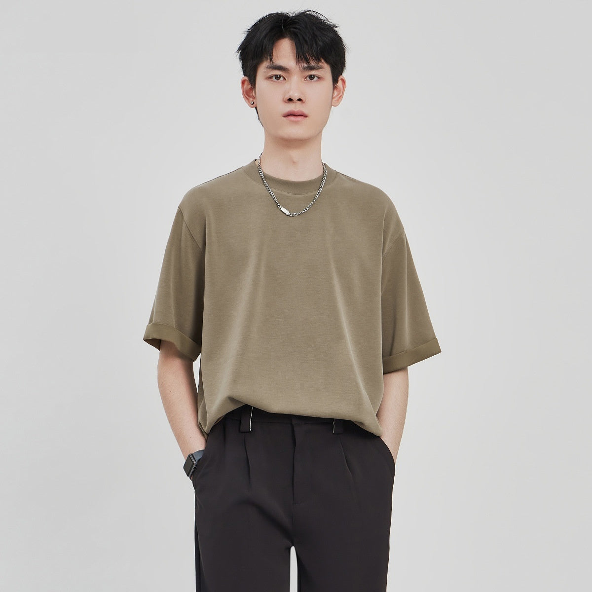 Drape Knit T-shirt Men's Loose Casual