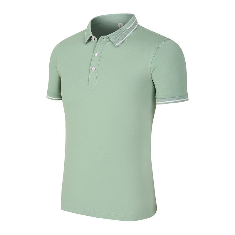 Natural Silk Lapel Polo Shirt Short Sleeve