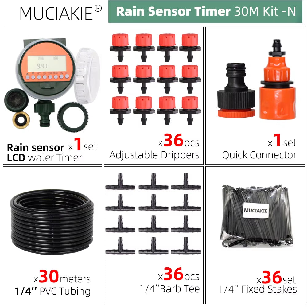 50M-5M DIY Drip Irrigation System Automatic Watering Garden Hose Micro Drip Watering Kits with Adjustable Drippers