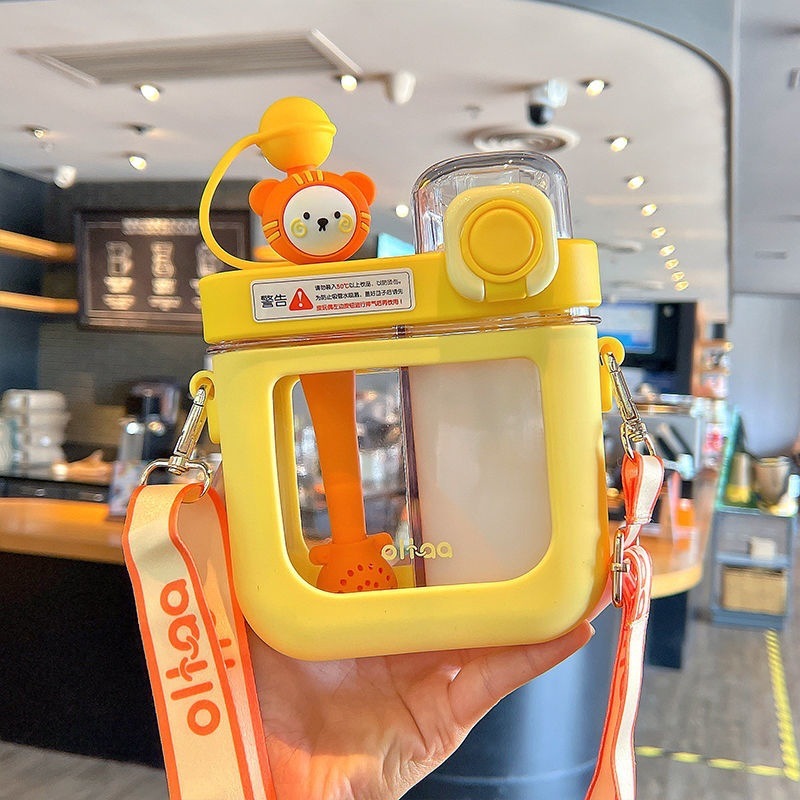 New Children's Water Cup Straw Men And Women Ins Good-looking Internet Celebrity Student Drop-resistant Summer Large Capacity Double Drink Cup