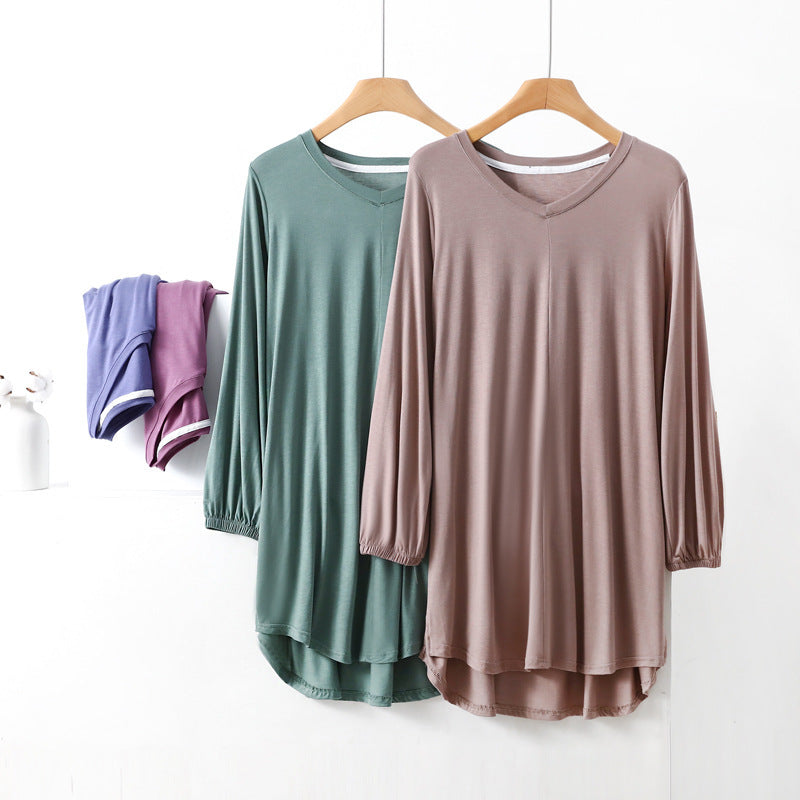 Modal Thin Plus Size Loose Long Sleeve Pajamas