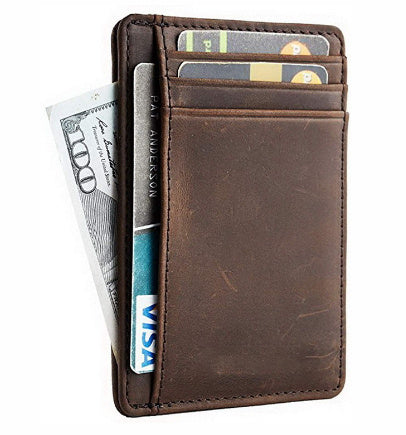 EXINOZ Leather Minimalist Wallet RFID Blocking