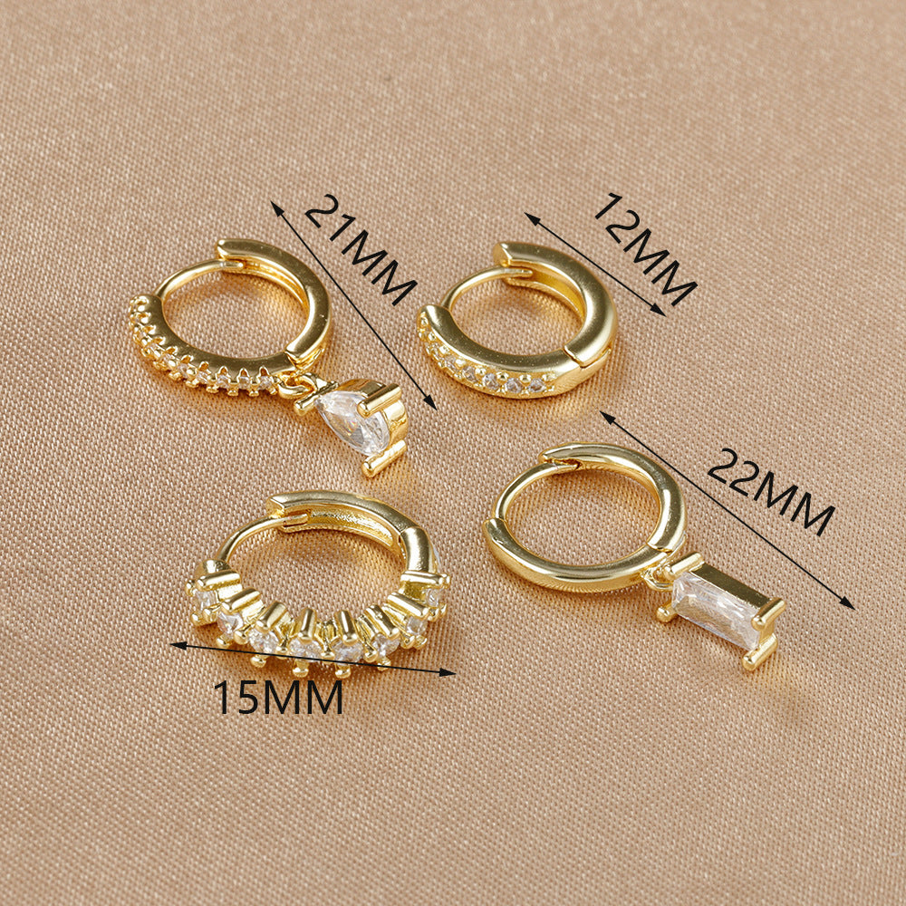 Popular Rectangular Pendant Zircon Earrings