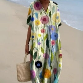 Plus Size Women's Blouse Short Sleeve Dress Creative Fish Pattern Vacation Style Dress Factory