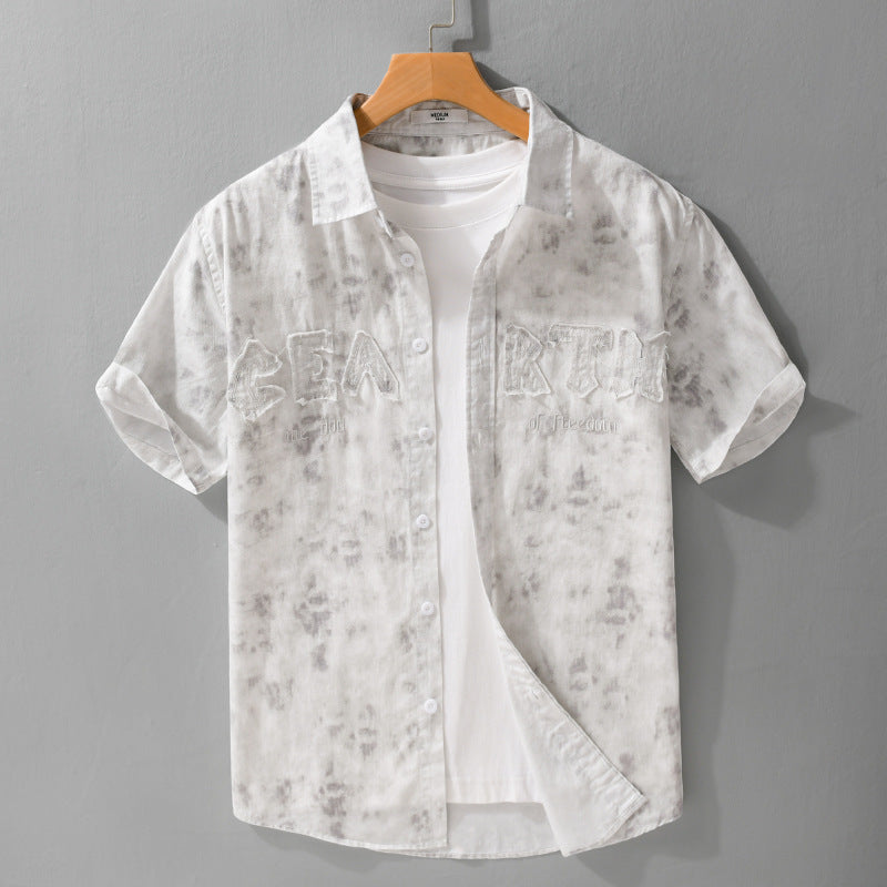 Summer Menswear Hanging Dyed Printed Simple Short Sleeve