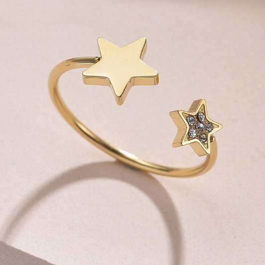 Ins Style Zircon Eight-pointed Stars Ring Female High Sense
