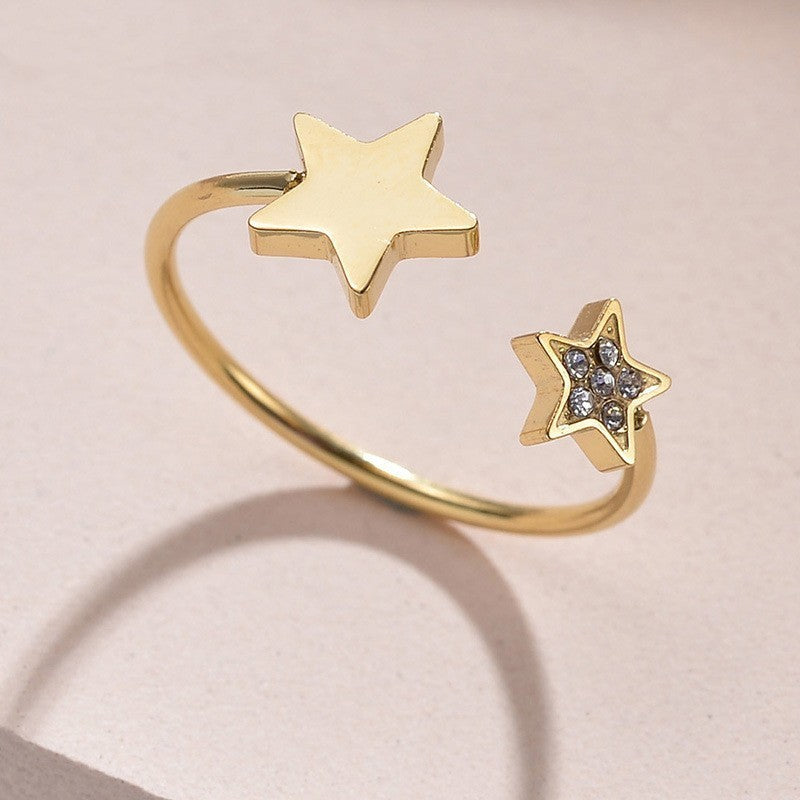 Ins Style Zircon Eight-pointed Stars Ring Female High Sense